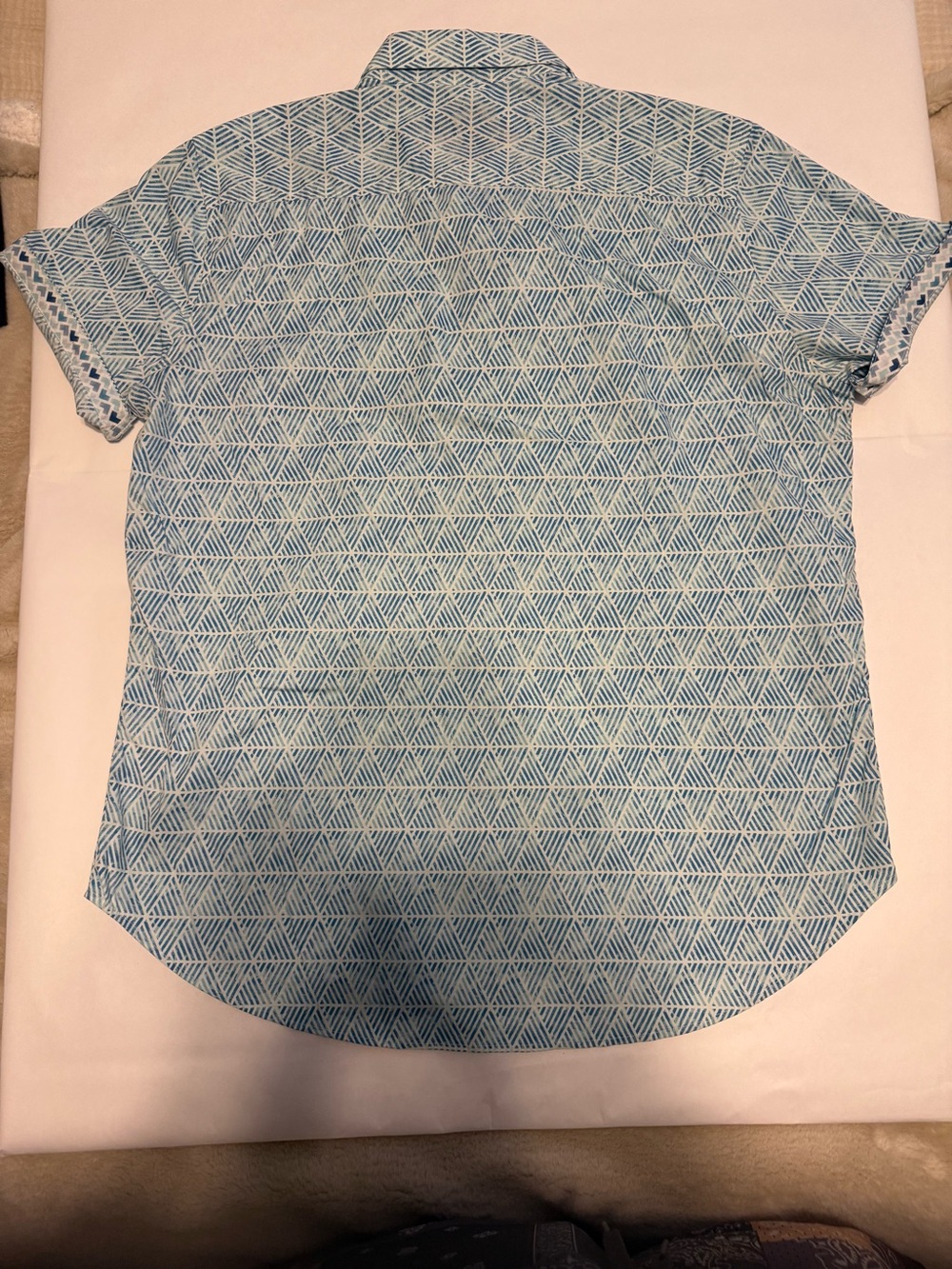 Robert Graham Light Blue & White Geometric Short-Sleeve Button-Down Shirt - Picture 5 of 5